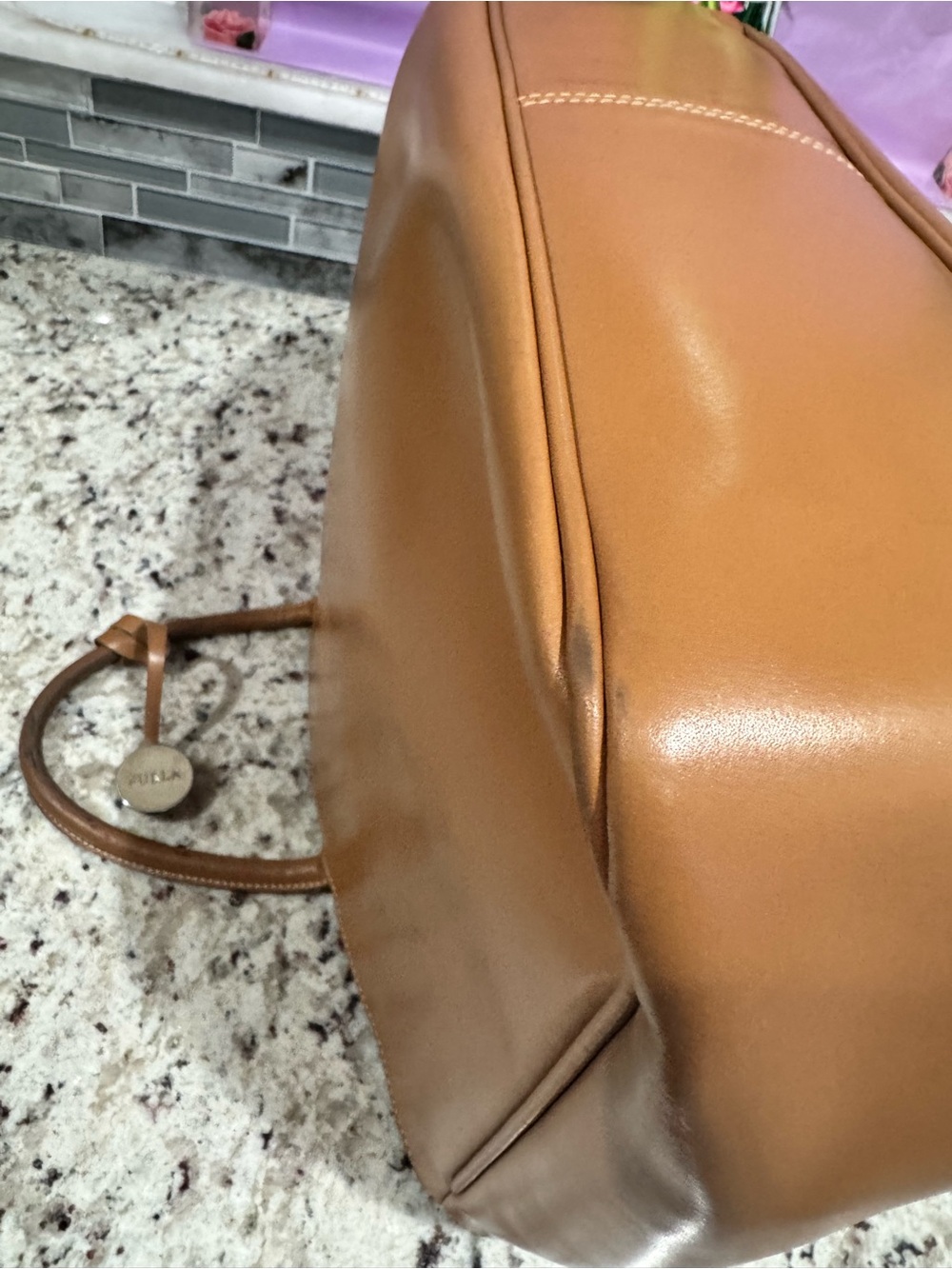 Furla Caramel Leather Tote with silver hardware - Picture 5 of 15